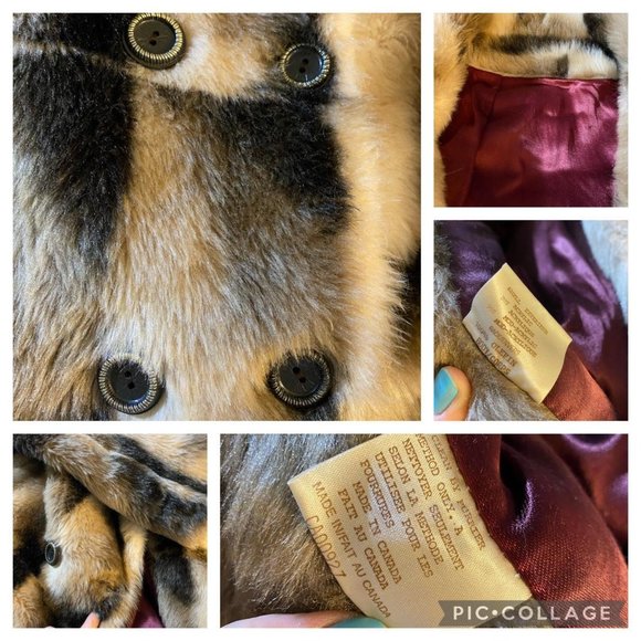 Vintage 70’s Style Afghan Penny Lane Large Long Faux Fur Beige Patchwork Jacket - Picture 3 of 3